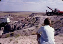 A second view of the Jeep Camper at Petrified Forest, showing the landscape.
